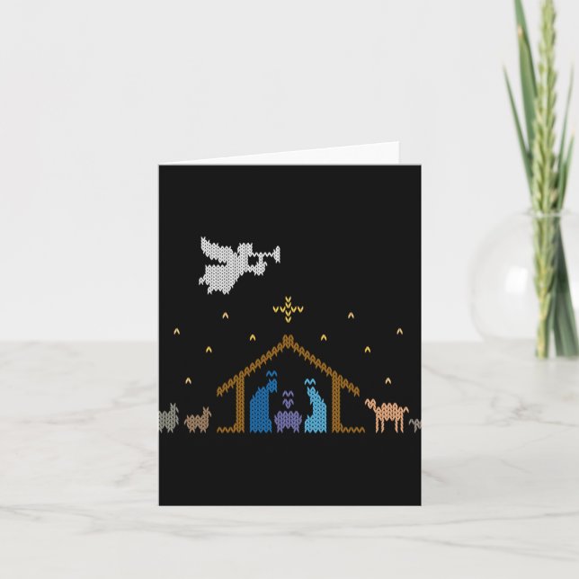 Carte Knitted Nativity Christmas Sweater Christian Jesus (Devant)