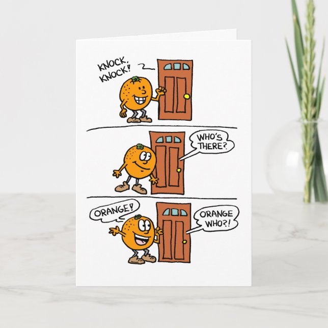 Carte Knock Knock Orange You Glad Je Me Souviens (Devant)