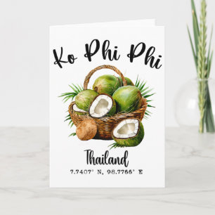 Carte Ko Phi Phi Cocotier Thaïlande Tropical Koh Île Gp