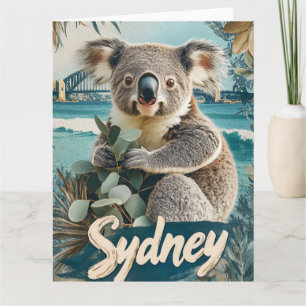 Carte Koala adorable avec le pont de Sydney Harbour