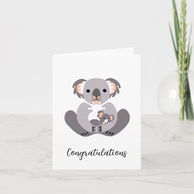 Carte KOALA adorable — Félicitations pour bébé (Devant)