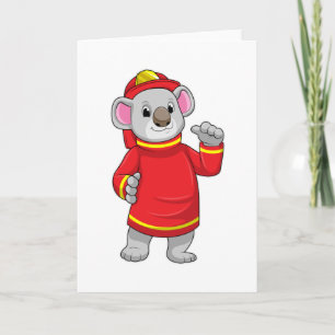 Carte Koala as Firefighter with Helmet