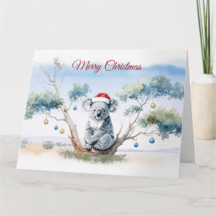 Carte Koala assis dans un eucalyptus Joyeux Noël
