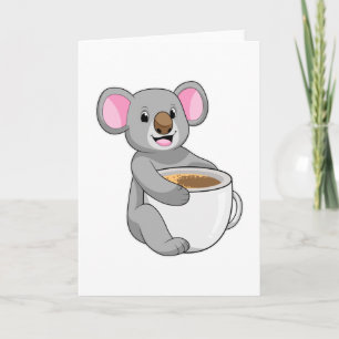 Carte Koala avec tasse de café