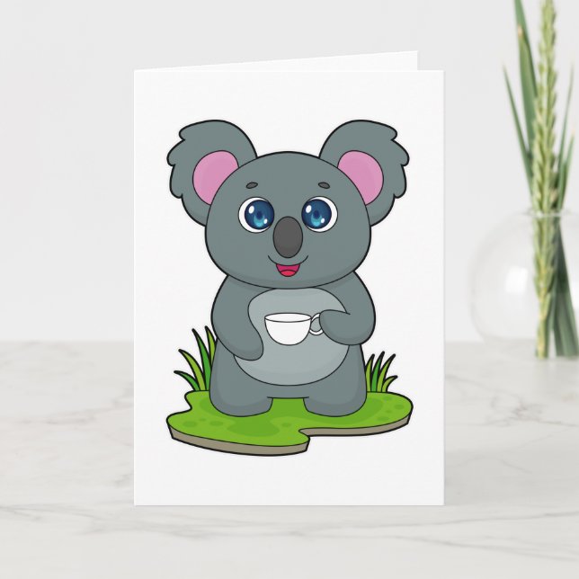 Carte Koala avec tasse de café (Devant)