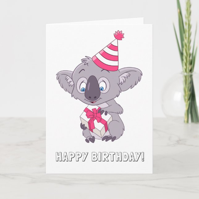 Carte Koala avec un cadeau d'anniversaire (Devant)