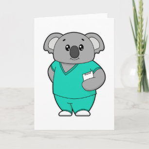 Carte Koala comme infirmière avec Bloc-notes
