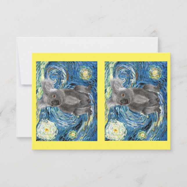 Carte Koala dans la nuit étoilée, Espèces en voie de dis (Devant)