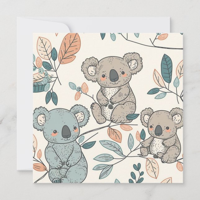 Carte Koalas in Bloom Nursery Flat Card (Devant)
