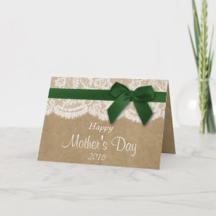 Carte Kraft, dentelle et boue verte Bonne fête des mères