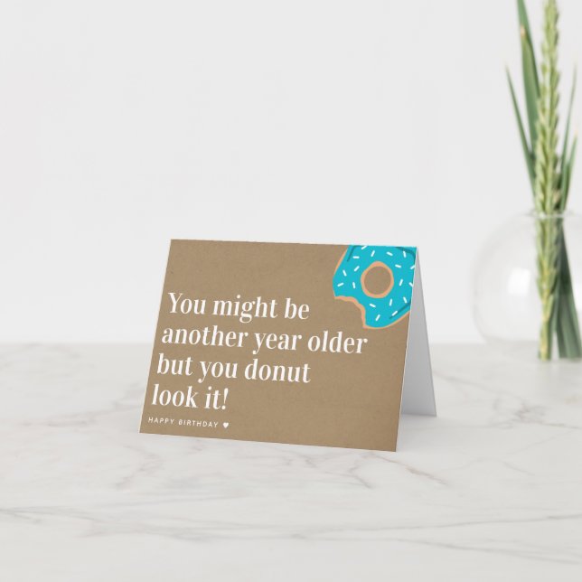 Carte Kraft Encore un an Vieux Donut Amusant Anniversair (Devant)