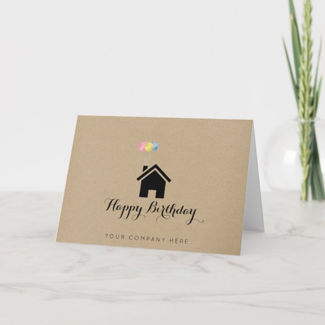Carte Kraft Paper Immobilier Joyeux Réalisateur d'annive (Devant)