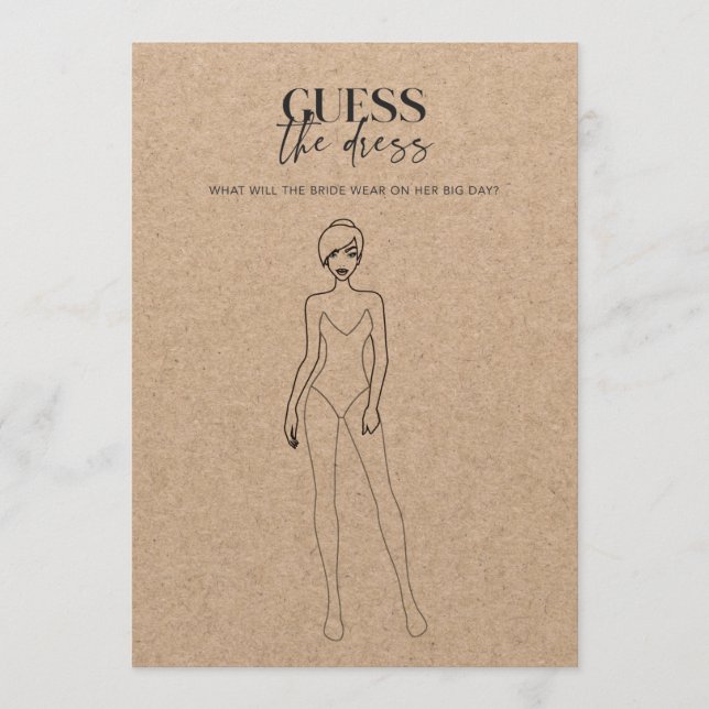 Carte Kraft Wedding shower de papier devine le jeu de la (Devant)