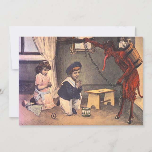 Carte Krampus Kidnapping de mauvais enfants (Devant)