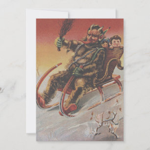 Carte Krampus Kidnapping d'enfants Sleigh