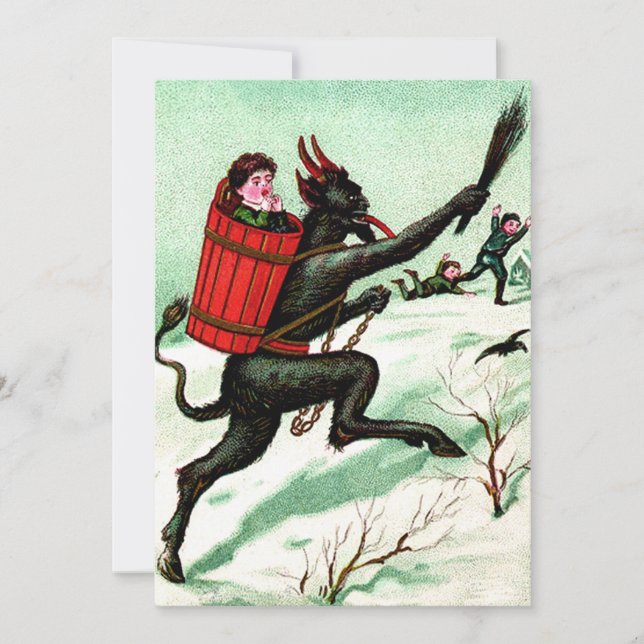 Carte Krampus pourchasser les mauvais enfants Neige hive (Devant)