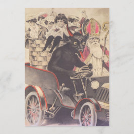 Carte Krampus & Prêtre Conduite Avec Des Enfants