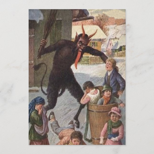 Carte Krampus Punir les enfants enlevés hiver (Devant)