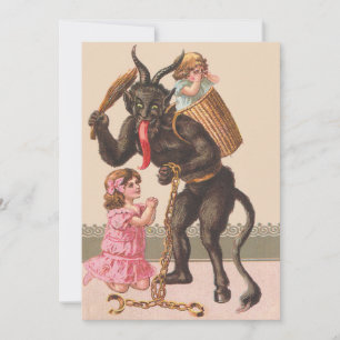 Carte Krampus Punissant les Enfants Chaîne de Fouet