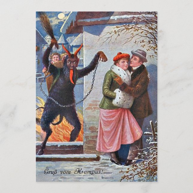 Carte Krampus Punissant les mauvais adultes (Devant)