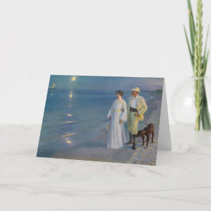 Carte Kroyer - L'artiste et sa femme sur la plage