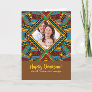 Carte Kwanzaa Photo personnalisée et nom de couleur vive