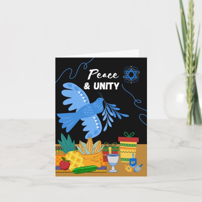 Carte Kwanzukkah Peace Unity Symboles de colombe Cadeaux (Devant)