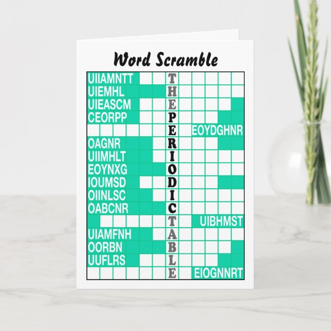 Carte La bousculade de mot de Tableau périodique (Devant)