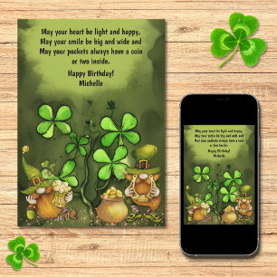 Carte La chance des Gnomes de Leprechaun Irlandais Anniv