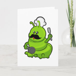 Carte La chenille en cuisinier avec moustache