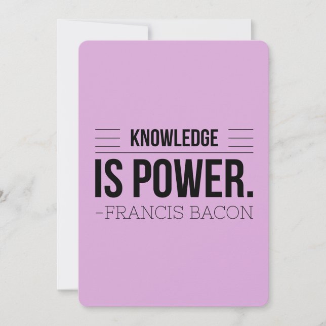 Carte La Connaissance Est Le Pouvoir Francis Bacon Citat (Devant)