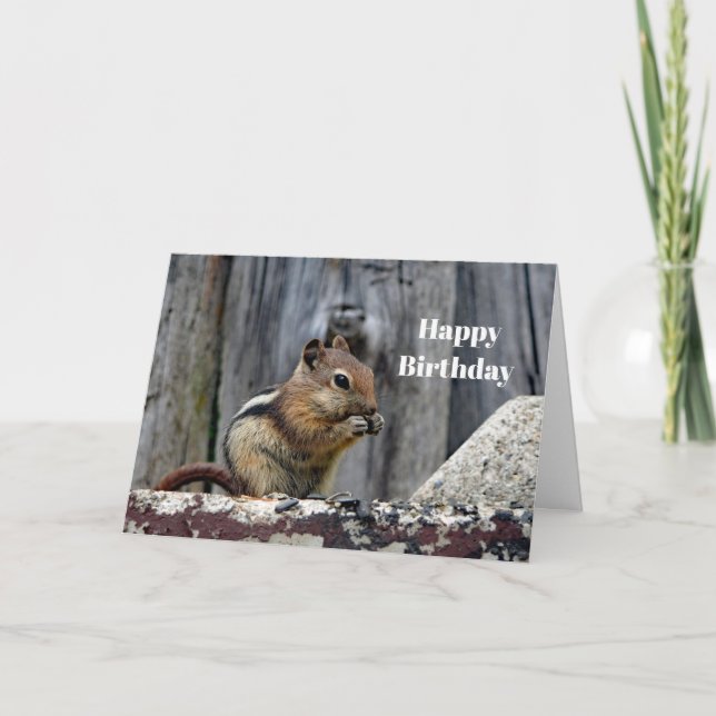 Carte La faune Chipmunk Photo d'anniversaire (Devant)