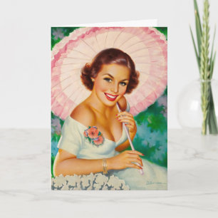 Carte La Femme au parapluie rose, Anniversaire