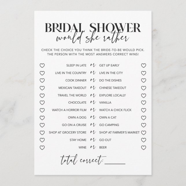 Carte La Fête des mariées noire et blanche qu'elle préfè (Devant)