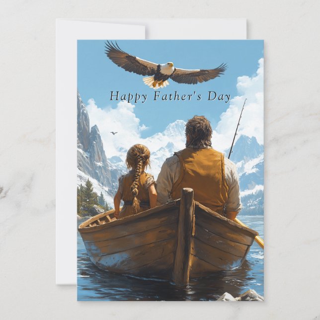 Carte La fête des pères Père et fille vont à la pêche (Devant)