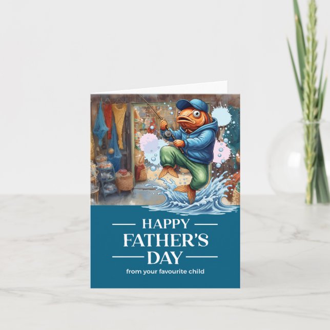 Carte La fête des pères pour papa amateur de pêche (Devant)