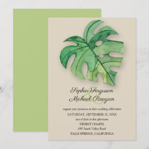 Carte La feuille de Monstera Tropical sur le mariage Tan