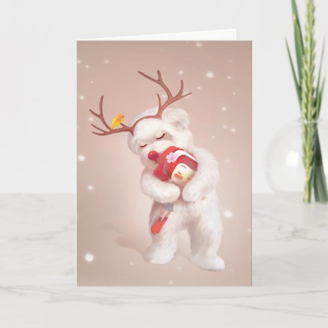 Carte La fille serrant le chien dans les Antlers de renn (Devant)