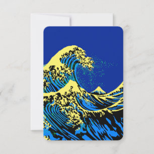 Carte La grande vague Hokusai dans un décor de style pop