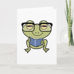 Carte La grenouille comme Étudiante avec livre