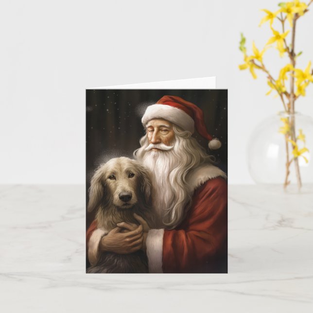 Carte La hache afghane avec le Père Noël Festif Noël (Fleur jaune)