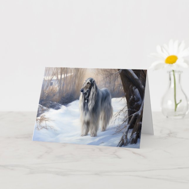 Carte La Hanche Afghane Laisser Neige Noël (Petite plante)