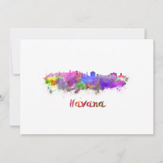 Carte La Havane skyline in watercolor