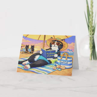 Carte La journée parfaite à la plage, chat