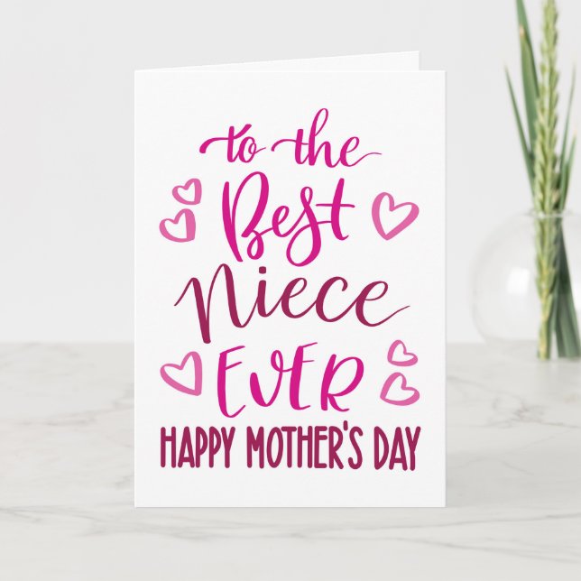 Carte La meilleure nièce jamais la typographie de la Fêt (Devant)