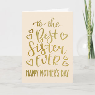 Carte La meilleure soeur jamais la typographie de la Fêt