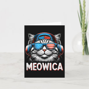 Carte La Meowica Patriotique 4 juillet Chat Américain Dr