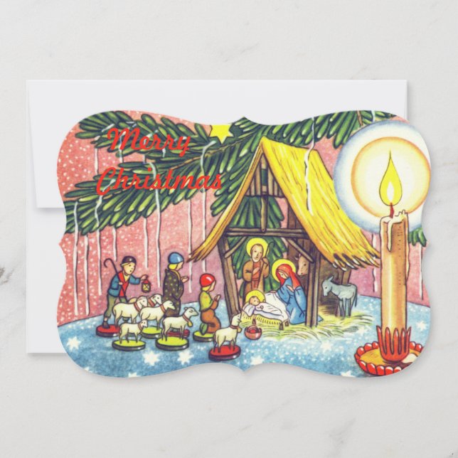 Carte La Nativité sous l'arbre de Noël Photocard (Devant)