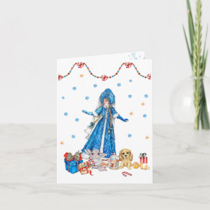 Carte La neigeuse en robe de Noël