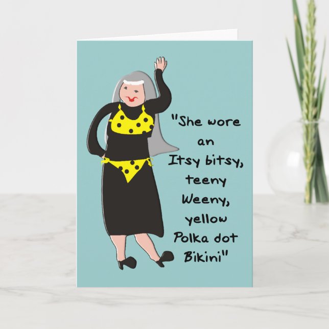 Carte La nonne drôle carde "le bikini jaune de point de (Devant)